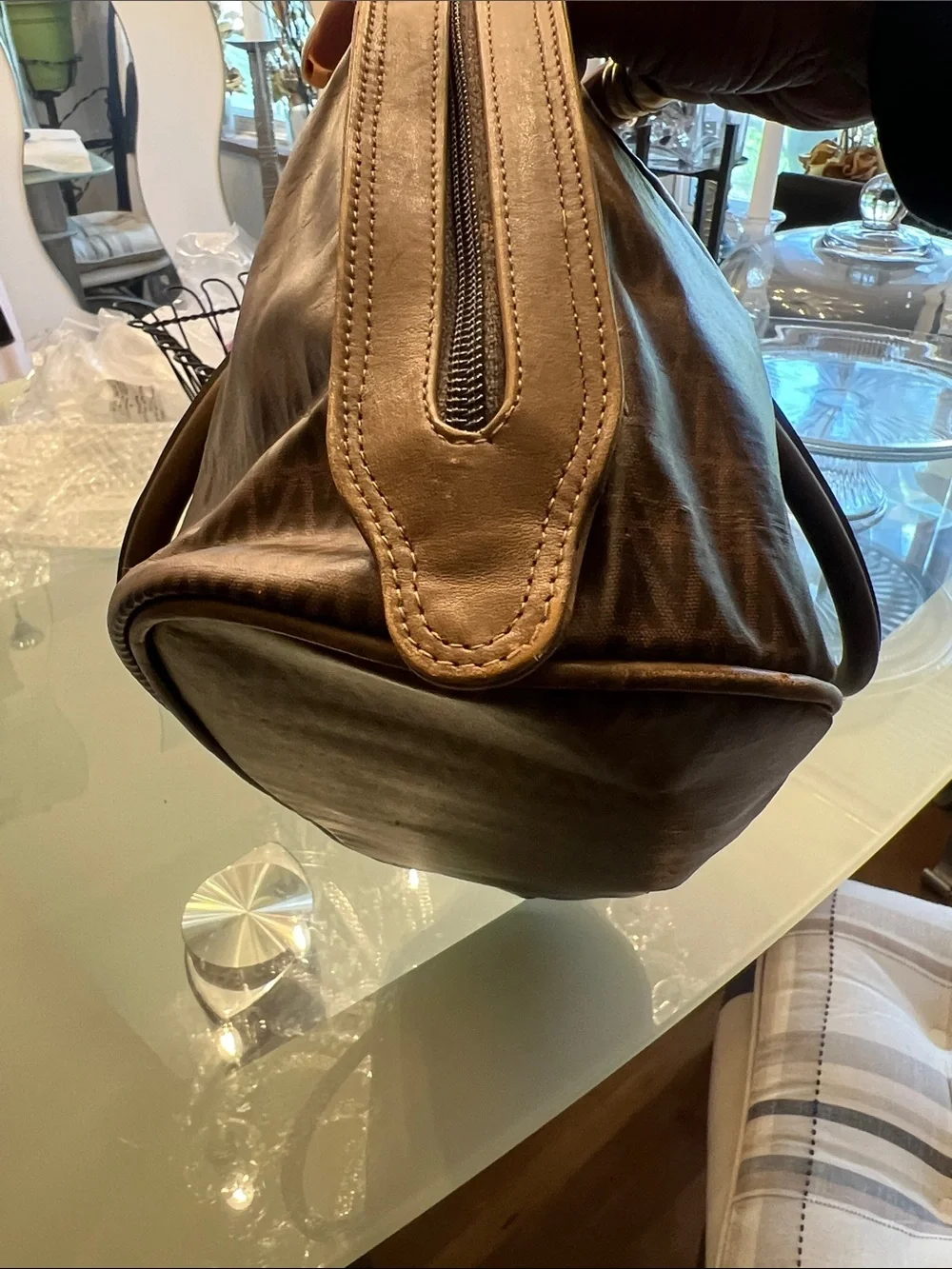 Valentino Brown Monogram Signature Satchel - Picture 3 of 11